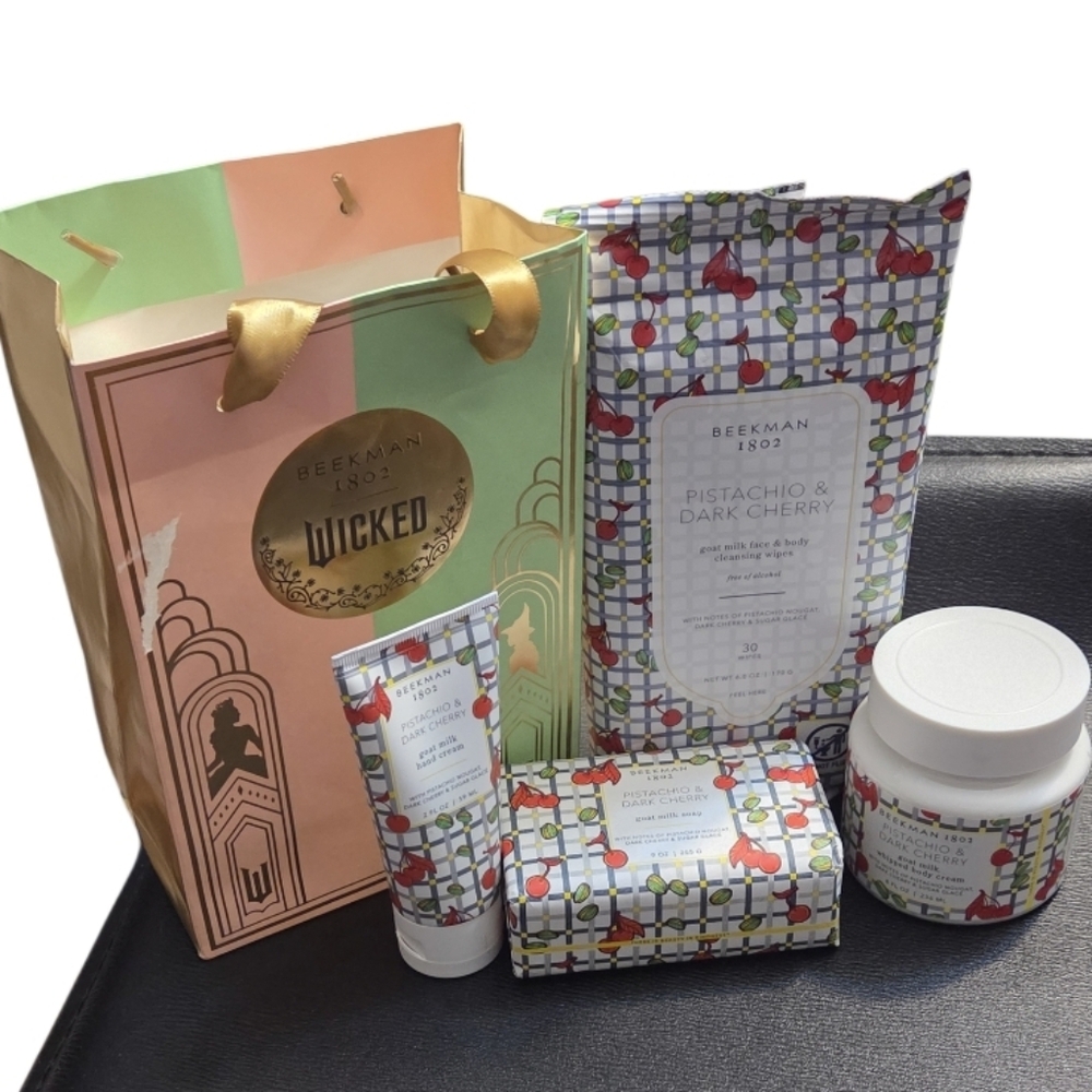 FINAL PRICE Beekman 1802 Pistachio & Dark Cherry Goat Milk 5 Piece Set
